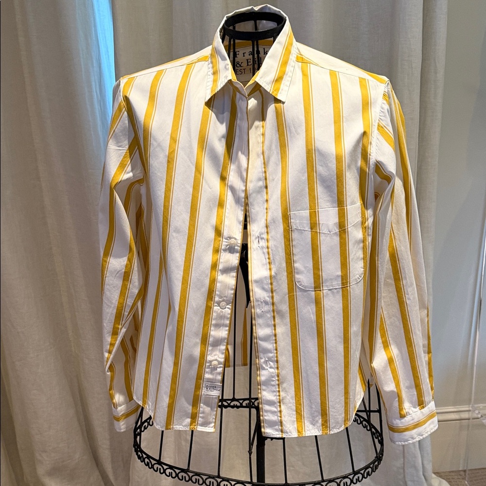 Frank & Eileen Yellow and White Striped Button-Down Shirt